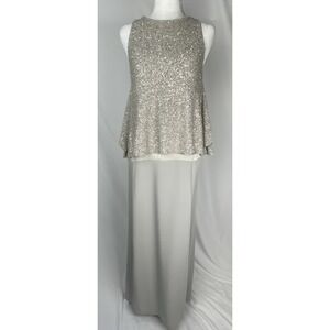 BRUNELLO CUCINELLI Cashmere Sequin Overlay Silk Column Gown Italy Size L Luxury